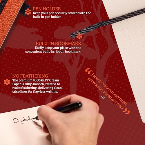 Dingbats* Wildlife Lined Writing Journal Notebook A5 - Vegan Leather Softcover - Ideal for Work, Travel - Pocket, Elastic Closure, & Bookmark - color: Orange Tiger, style: Lined (Softcover)