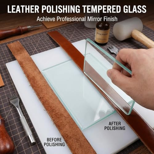 Leather Polishing Tempered Glass, 130 x 100 x 8mm Burnisher Slicker Leather Craft Tools Leather Craft Tempered Glass Slicker Burnisher Board for Smoothing Polishing