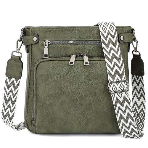 TANTOMI Crossbody Bags for Women Purses for Women Trendy Leather Shoulder Handbags Travel Purse with 6 Card Slots - color: Dark Green