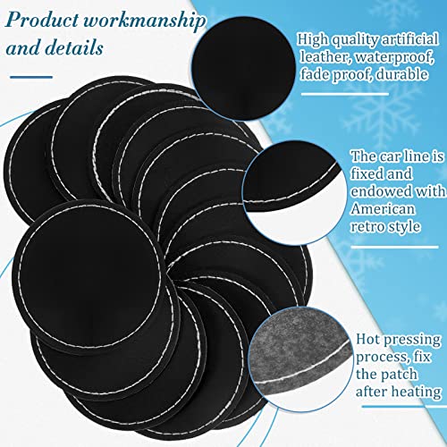Dunzy 30 Pcs Blank Leather Hat Patches with Adhesive 2.5 Inch Round Laserable Leatherette Patch Faux Leather Patches Sewing Laser Engraving Supplies for Hats Jackets Backpacks(Black) - color: Black