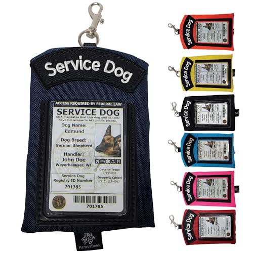 ActiveDogs Service Dog ID Card Pouch, Clip-On Badge Holder, Navy Blue - color: Navy Blue
