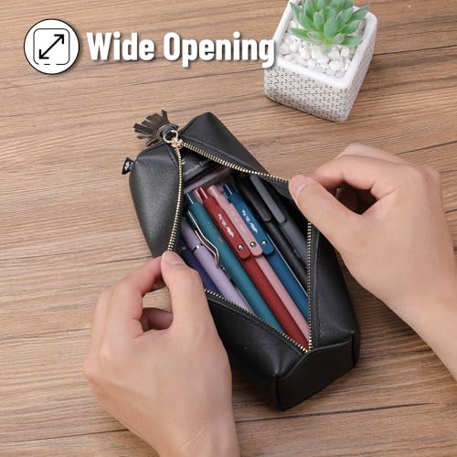 Mr. Pen- PU Leather Pencil Case, Black, Pencil Case Small Pencil Pouch | Aesthetic Pencil Cases - color: Black