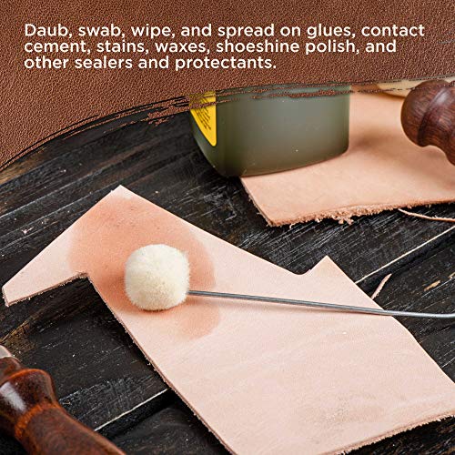 TCP Global Wool Daubers Ball Brush (Pack of 100) - Applicator Tool | For Leather Dye, Dying, Staining, Crafting, DIY Crafts Projects, Gluing, Contact Cement, Shoe Shine Polish - Daub, Swab