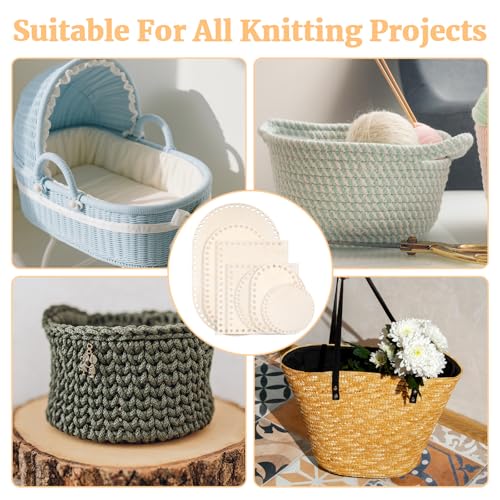 7PCS Wooden Basket Bottoms, Natural Blank Wooden Crochet Basket Bases Set, 7 Sizes Oval Circle for DIY Weaving, Knitting Craft Supplies, Home Decor & Purse Craft with Wood Material(Square)
