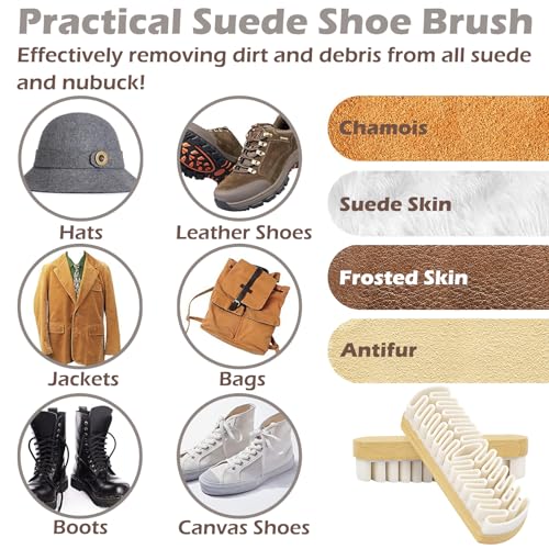 Horsehair Brush & Suede Shoe Brush,Soft Bristles Shoe Cleaning Brush for Polishing Leather, Portable Horse Hair Shine Brush for Boots Handbags Coats Sofa Furniture(2 PCS)