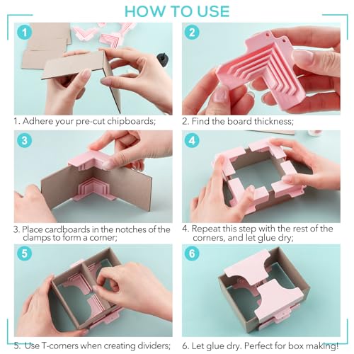 BAOFALI 8Pack Corner/Divider Assembly,Clamps Corner Guides Cartonnage Corner Holding Tool (3 mm, 2 mm, 1.5 mm, 1 mm) Wide .for Book Covers, Chipboard Boxes, Dioramas - color: 8PCS Box Guide Blue