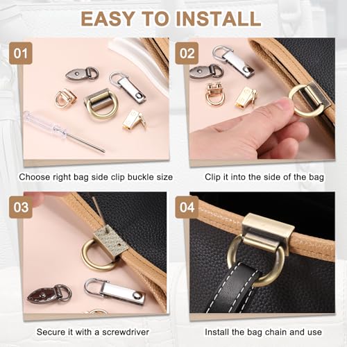 PATIKIL Bag Side Clip Buckle, Metal Purse Suspension Clasp Suspending Handbag Chain Strap Connector with D Ring - color: Bronze