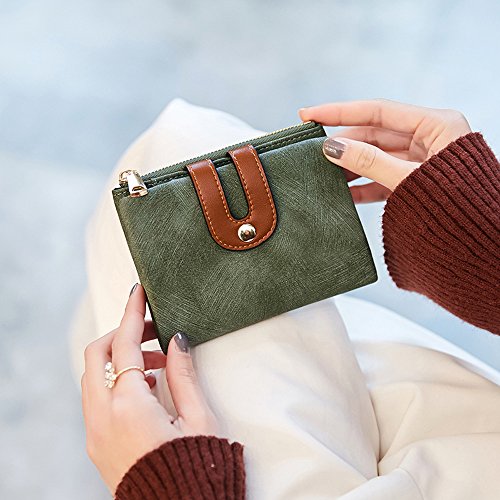 YOTOO Womens Wallets Bifold Leather Small Wallets for Women Mini Rfid Thin(green)