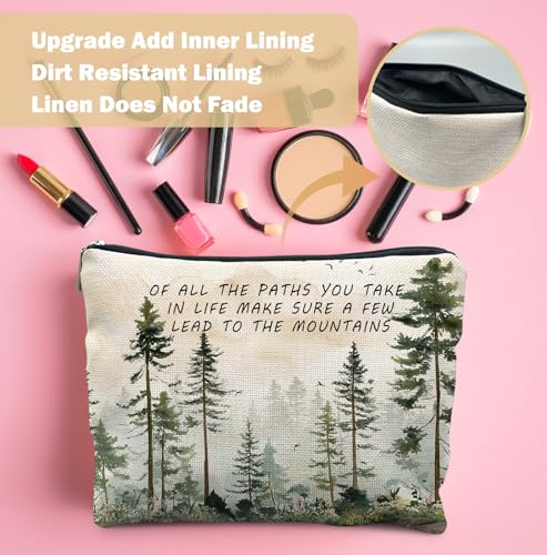 Inspirational Green Forest Landscape Makeup Bag, Inspirational Gifts for Women, Rustic Farmhouse Pine Tree Cosmetic Bags, Gifts for Nature Lovers Zipper Makeup Pouch Travel Toiletry Bag - color: Inspirational Rustic