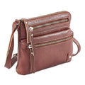 Small Leather Crossbody Bag for Women Adjustable Sling Purse Multi Pocket | Genuine Top Grain Leather, 4 Zip Pockets, Cross Over for Travel, Gift for Women, Phone Pocket - color: Tan Nappa