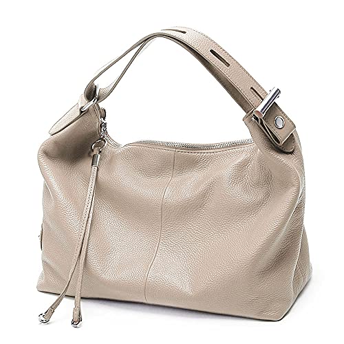 zency 6 Colors Fashion 100% Real Genuine Leather Women Shoulder Bag Handbag Lady Casual Tote - color: Apricot