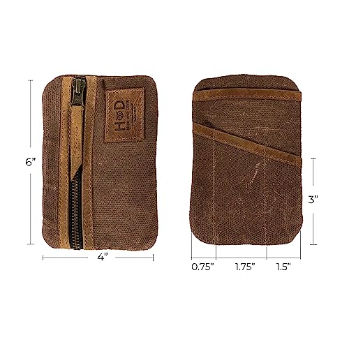 Hide & Drink, Multi-Tool Pocket Pouch, Compact Multipurpose EDC Zippered Bag, Mini Camping Tool Case, Waxed Canvas, Knife Holster, Handmade Slim Organizer - color: Honey Bourbon