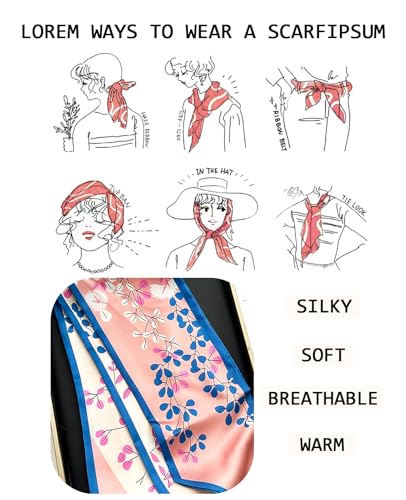 Head Scarf Purse Handle Neck Satin Hair Scarfs For Bag Lightweight Silky Long Thin Women's Fashion Scarves 59 * 5.9” - color: H15-pink Leaves(59*5.9inch)