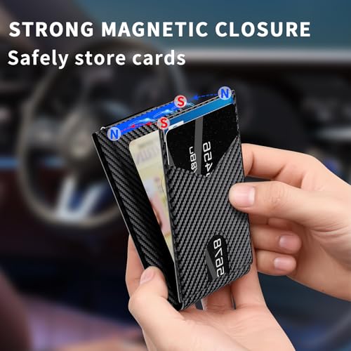 Wallet for Men,Aluminum RFID Blocking-Metal Smart Pop-Up Credit Card Holder with 2 ID Windows,Bifold Compact Security Anti Scanner Wallet & Money Clip,Men's accessories (bifold carbon) - color: bifold carbon