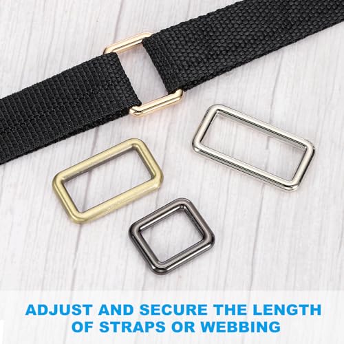 PATIKIL Flat Metal Rectangle Rings Square Loop Webbing Belt Buckle for Strap Keeper Leathercraft Bag Belt DIY Purse Making - color: Light Golden, size: 1-1/4" / 32mm