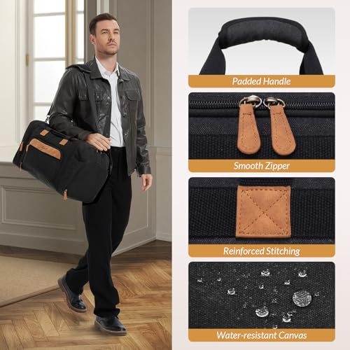 Canvas Duffle Bag 50L Expandable Travel Weekender Bags, Dark Grey | Travel Duffel Bags for Men Women, Weekender Overnight Bag with Shoes Compartment, for Travel, Camp, Gym, Business - color: Dark Grey