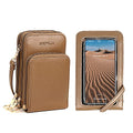 Crossbody Cellphone Purse Women Touch Screen Bag RFID Blocking Wallet Handbag Shoulder Strap - color: Tan-small, size: Small