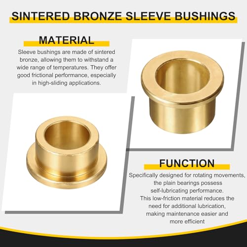 uxcell 4Pcs Flange Sleeve Bearings, 12mm Bore x 16mm OD x 20mm Length, Self-Lubricating Sintered Bronze Bushings - size: 12x16x20mm