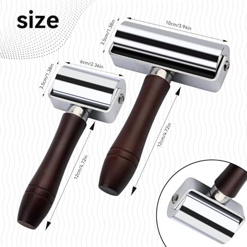 Mnuizu 60mm+100mm Leather Press Edge Roller, Black Leather Craft Roller | Seam Roller for Leather, Leather Edge Creaser, Leather Craft Laminating Tool for Leather Craft - color: Black, size: 60mm+100mm