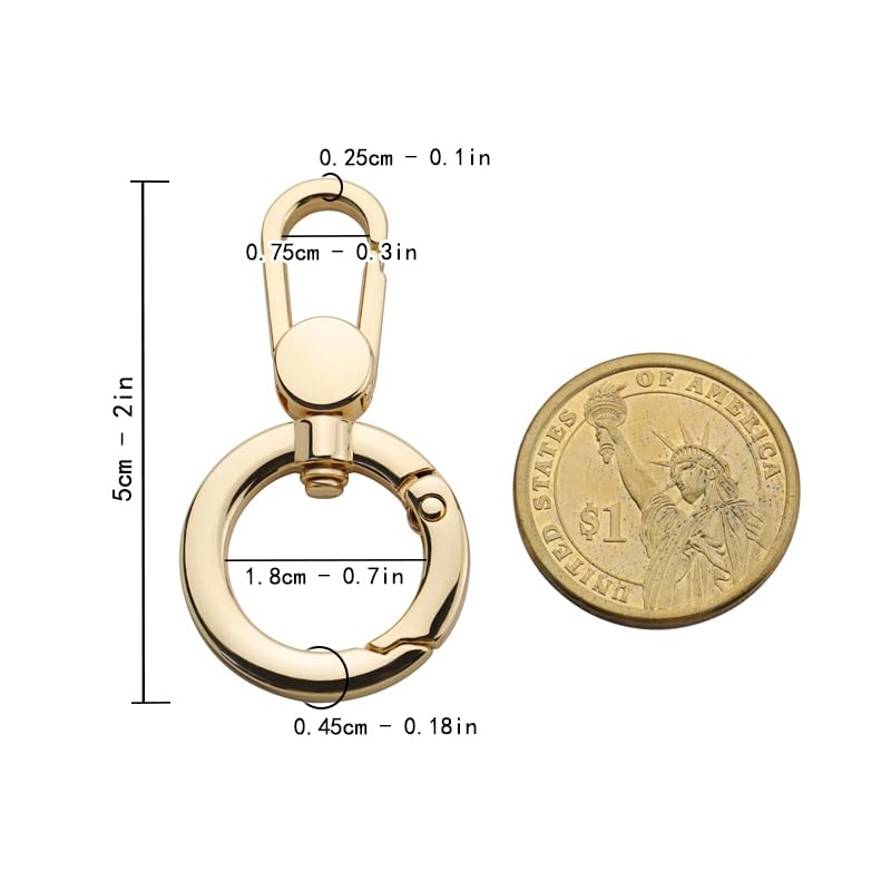 2pcs Double Opening Snap Hooks,Push Gate Snap Hook Metal Swivel Lobster Claw Clasp Purse,Backpack,Bag Strap,Keyring,Phone case (Gold) - color: Gold