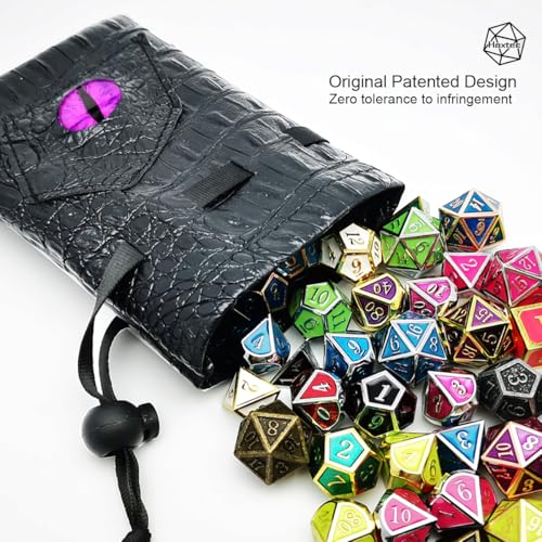Haxtec Dragon Dice Bag, PU Leather Pouch with 3D Glass Dragon Eye | Drawstring, DND Dice Bag, For Dungeons & Dragons, D&D Gifts for Dragon Gamer and Lovers, Medium, Patent D893867 - color: Purple, size: Medium
