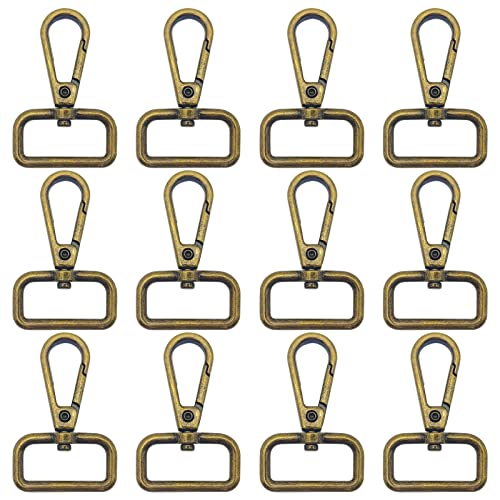 12pcs Swivel Clasps 1" D Ring Lobster Clasp Claw Metal Swivel Snap Hook for Push Gate Snap Hooks Trigger Clips Keychain Lanyard,Jewelry,DIY Crafts Supplies(Antique Bronze, 1inch Inside Diameter) - color: 12pcs,1”