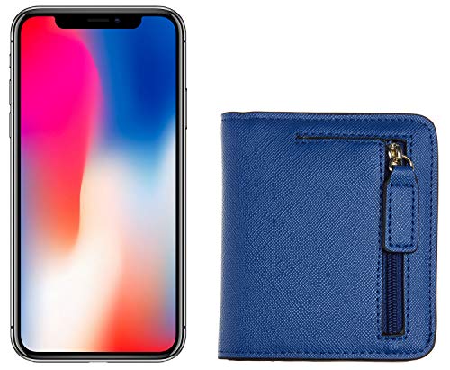 Toughergun Women’s Small Slim Leather Wallet with RFID Protection, Compact Bifold Mini Purse with Clear ID Window - color: CH Deep Blue