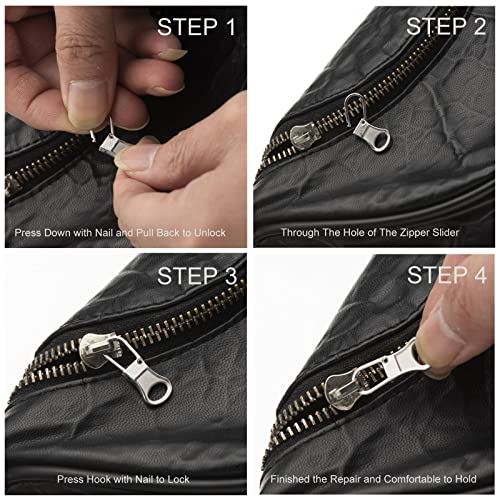 Mizeer Zipper Pulls for Jacket, Perfect for Small Hole Zippers, Detachable Small Zipper Pull Tab Replacement for Clothing Jackets Boots Purse 4PCS Silver - color: 4pcs Sliver