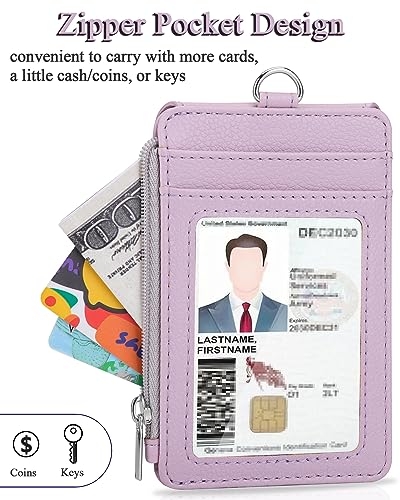 Teskyer ID Badge Holder with Lanyard, Lanyard Wallet, Lychee Lilac - color: Lichee Lilac, size: 3.1" x 4.7"