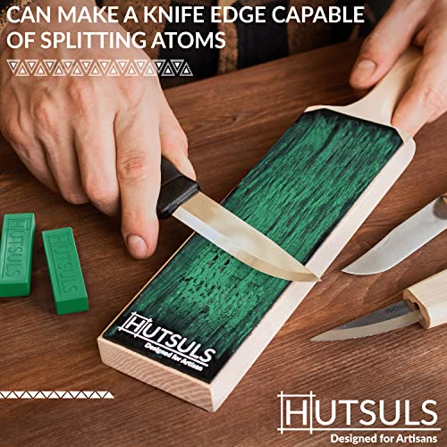 Knife Stropping Compound With Case - (2-Pack, 5 Oz Total) for Razor-Sharp Edges, Green Buffing Bars Easy to Use With Leather Strop Guide