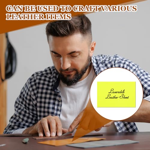 HARFINGTON Laserable Leather Sheets 18" x 12" x 0.04" Non-Adhesive Engraving Leatherette Sheets Laserable Leather Hat Patch for DIY Caps Jackets Backpacks Clothing, Bright Yellow/Black - color: Bright Yellow/Black
