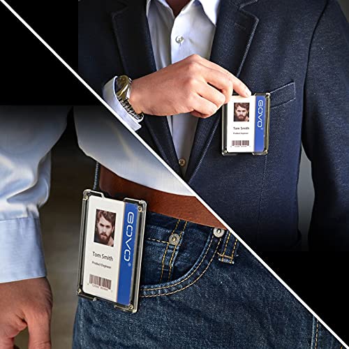 GOVO T4 Badge Holder/Wallet - Durable Polycarbonate ID/Credit Card Holder with Metal Clip and 4 Cards Slot (Holds 1 to 4 Cards) (Purple) - color: Purple