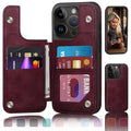 DJDUCK Designed for iPhone 16 Pro Max Case Wallet with Card Holder, [Magnetic Clasp Cover] [RFID Blocking Leather Protection] Shockproof Women Men Cases 6.9 Inch for Apple 16 Pro Max Wine Red - color: Wine Red