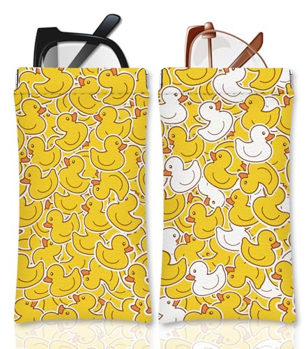 Eyeglasses Sunglasses Case,PU Soft Squeeze Top Glasses Pouch for Women Student,Animal Pattern Portable Anti Scratch - color: Yellow