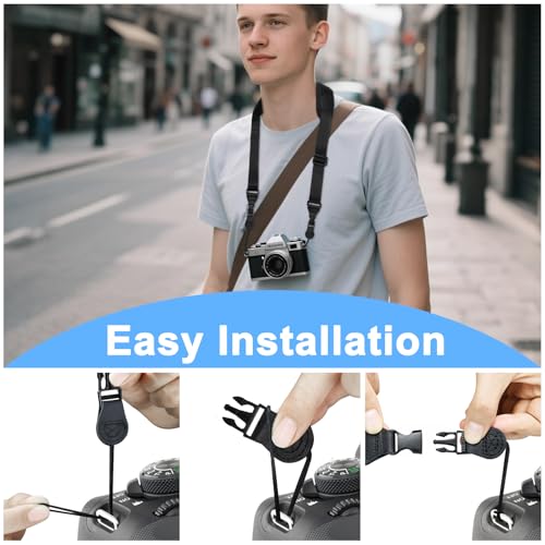 TIMISM Shoulder Strap with Pad, 2 Sets of Quick Release Buckles, Black | Adjustable between 39" to 63", Replacement Comfortable Neck Lanyard for Camera, Tablet, iPad, Laptop, Binocular, Luggage Bag - size: 1 Strap With 2 Sizes of Connector
