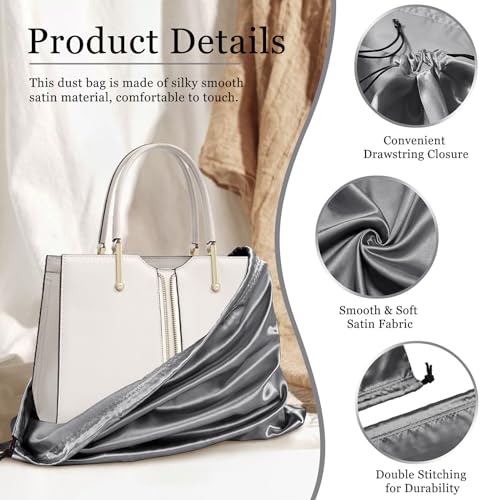 P Pothuiny 2 Pcs Satin Dust Bags for Handbags - color: Gray