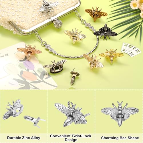 uxcell Bee Turn Lock Clasp, Zinc Alloy Closures Lock Fasteners Purse Twist Clip Clasp for Handbag Leather Bag Making - color: Silver