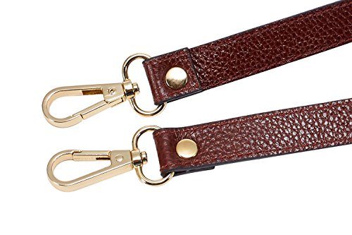 VanEnjoy Full Grain Leather Replacement Strap Cross Body Bag Purse, 0.98 inch Width Gold Hardware (Brownish Red, Length:24") - color: Brownish Red, size: 26 inches