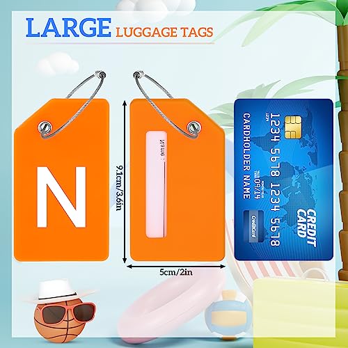 Sweetude 8 Pcs Luggage Tags Silicone Steel Loop, Letter N, Colorful - size: Letter N, style: Colorful