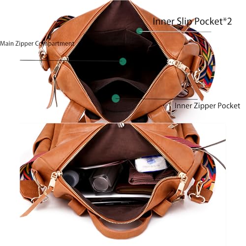 Women's Fashion Backpack Purse for Women Leather Multipurpose Design Ladies Shoulder Bag Travel bag Satchel Handbags - color: Brown