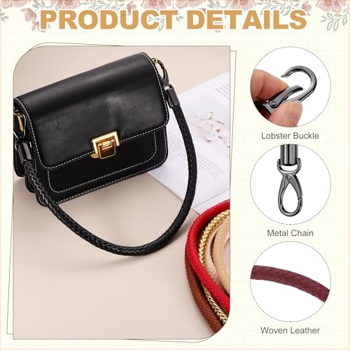 MECCANIXITY Braided Purse Strap, PU Leather Purse Strap Handle Replacement for Handbag Tote Underarm Bag Making - color: Burgundy