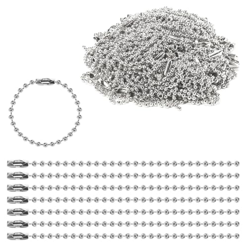 200 pcs 3.9 in Ball Chains Keychain Tag Keychain Ball Chain Bulk,Beaded Chain Connector Chains for Keychains,Dog tag Chain Key Chain Links,Silver Nickel Plated Metal 2.4mm Ball Bead Chains - color: 200 pcs silver Ball Chain 3.9 in