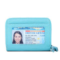KALMORE Wallets for Women Genuine Leather Double Zipper RFID Blocking Purse with Coin Pocket - color: SkyBlue
