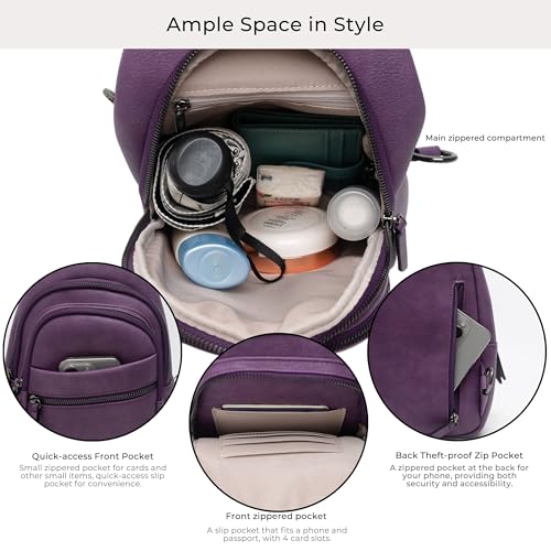 Alldaily Large Sling Bag for Women Crossbody Purse Leather Fashionable Trendy Chest Bag for Travel, Fanny Pack (Purple) - color: Purple
