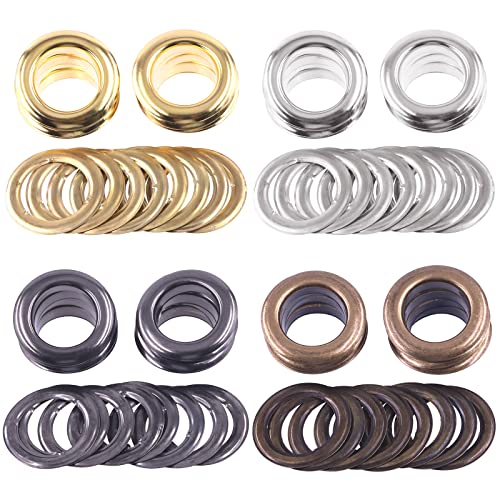 Keadic 32 Sets 25mm 1" Thickened Grommets Eyelets Assortment Kit, Bronze Silver Gold Gun Black Metal Eyelet Grommet for DIY Leather Clothing Shoe Bags Crafts - color: Bronze Gun-black Gold Silver Assorted Set, size: 1"(25mm)