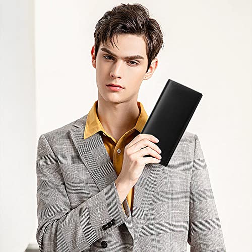 FALAN MULE Wallets for Men Genuine Leather RFID Blocking Slim Mens Wallet Bifold Credit Card Holder for Men - color: Black