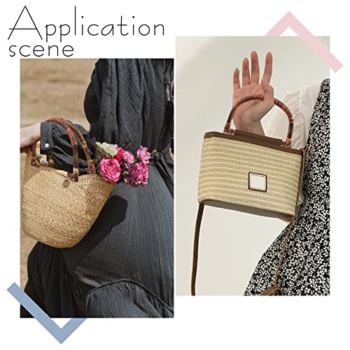 SUPERFINDINGS 2Pcs D-Shaped Wood Bag Handle Purses Handles Replacement Rattan Woven Wood Bag Handles Coconut Brown Wooden Handbag Replacements 11.5x18.5cm for Handcrafted Handbag DIY Accessories