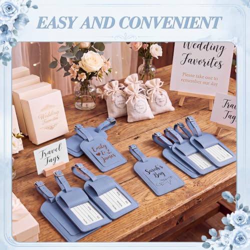 Hillban 50Pcs Leather Luggage Tags for Suitcase,Wedding Favors - color: Light Blue