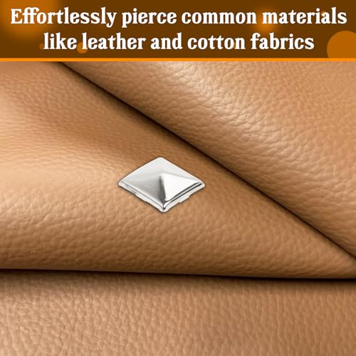 SBYURE 200 Pcs 10mm Silver Studs for Clothing Four-jaw Square Punk Spikes Pyramid Studs Rivets for Shoes, Jackets, Backpacks Leather Crafting