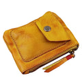 Genuine Cowhide Coin Purse for Men, Women Leather Coin Pouch Zipper Coin Purse Wallet Leather Zipper Storage Bag Coin Organizer (Yellow) - color: Yellow